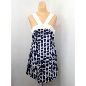 Womens Linen Shift Dress Medium Coastal Beach Preppy Euro Summer Lightweight